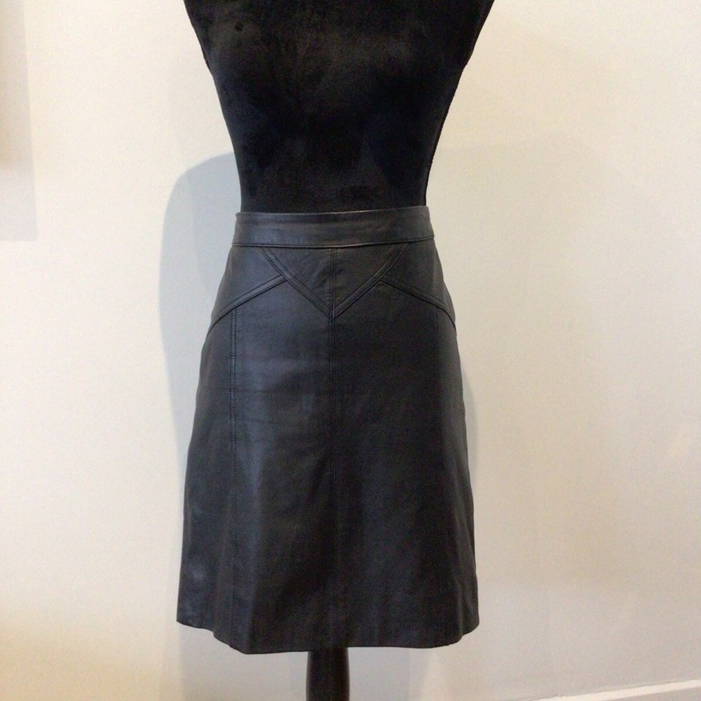 Marc By Marc Jacobs Black Lamb Leather A-Line Skirt